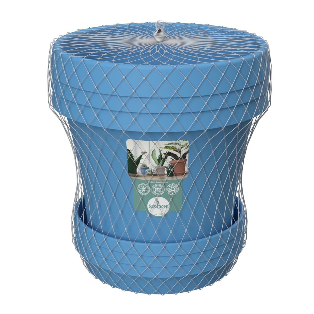 SEBOR SUPPOT & SAUCER SET 15CM POOL BLUE 3PCK