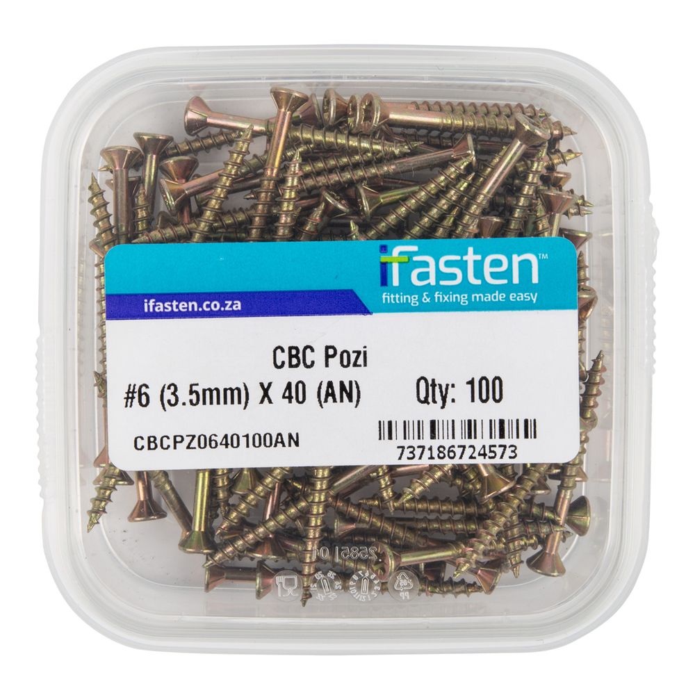 IFASTEN Cbc Pozi No6 3.5mmx40mm 100 Pt