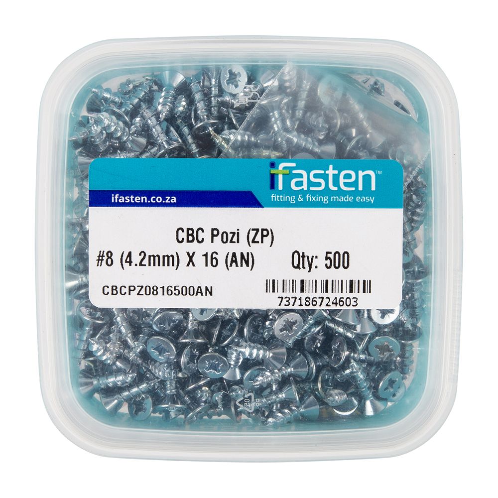 IFASTEN CBC POZI NO8 ZP 4.2MMX16MM 500 PT + BIT