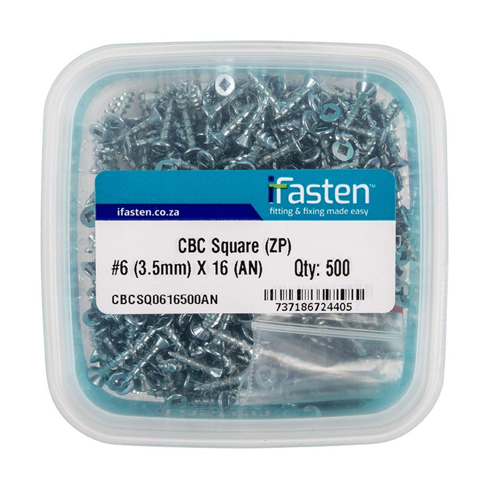 IFASTEN Cbc Square No6 Zp 3.5mmx16mm 500 Pt + Bit