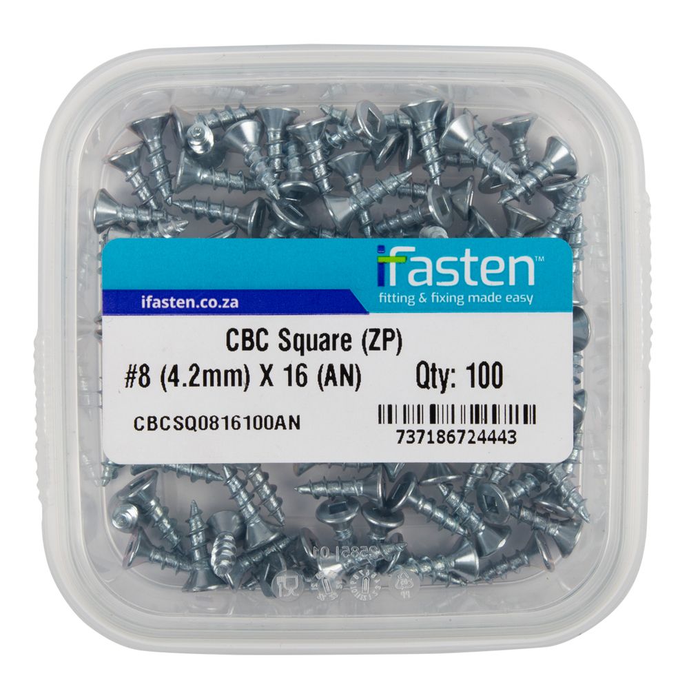 IFASTEN Cbc Square No8 Zp 4.2mmx16mm 100 Pt