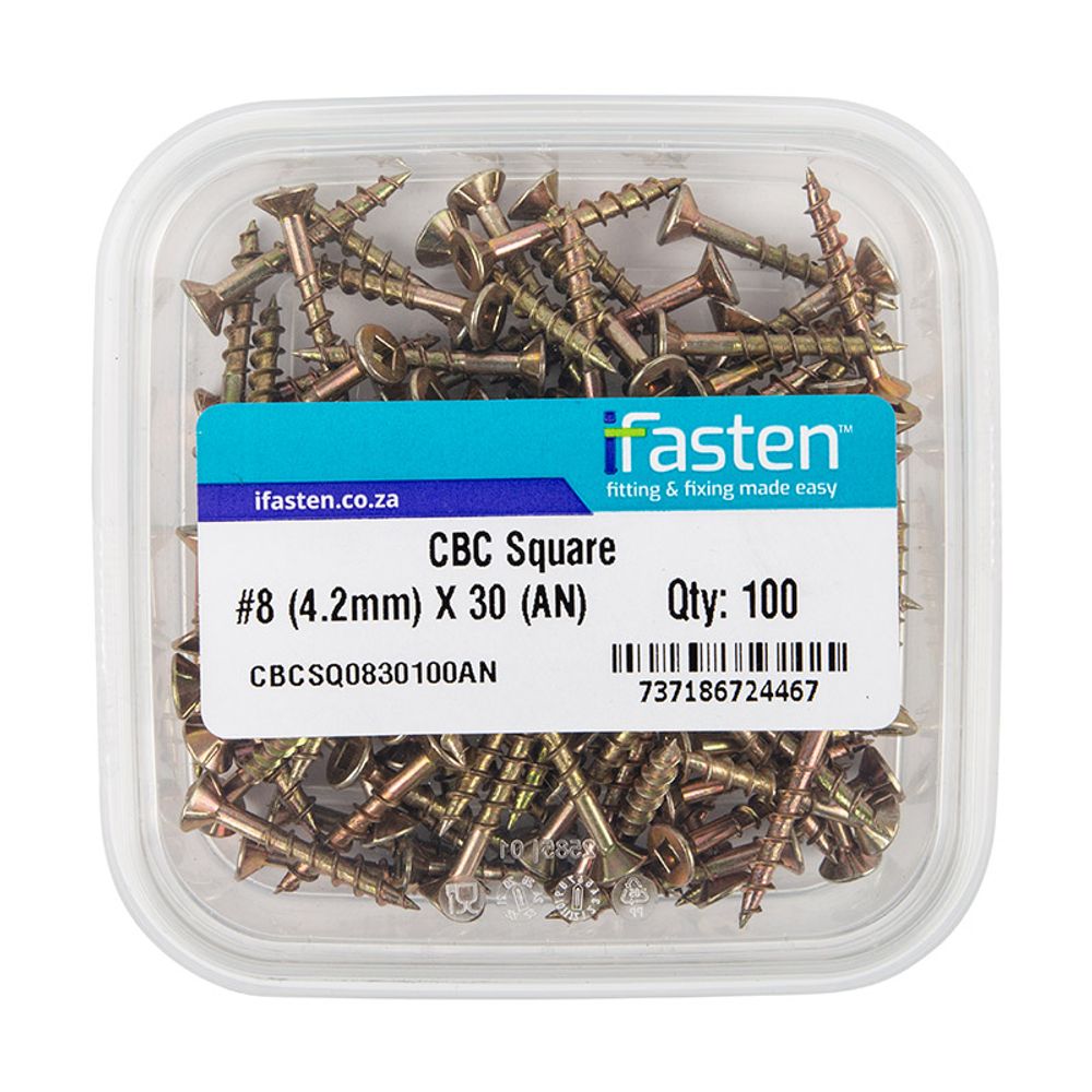 IFASTEN Cbc Square No8 4.2mmx30mm 100 Pt