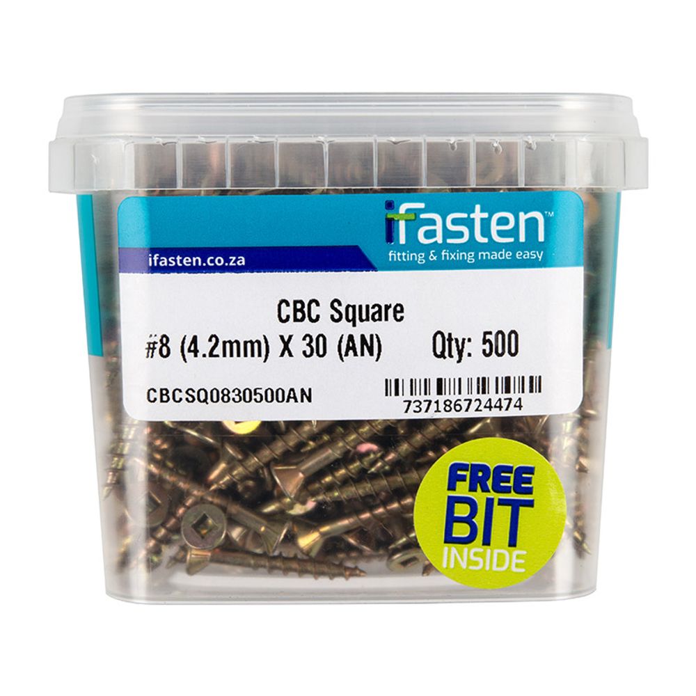 IFASTEN Cbc Square No8 4.2mmx30mm 500 Pt + Bit