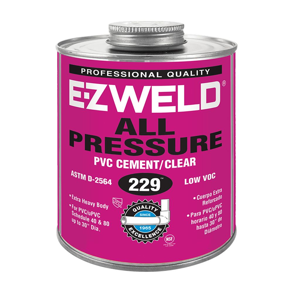 EZ WELD 229 PVC CEMENT ALL PRESSURE CLEAR 473ML