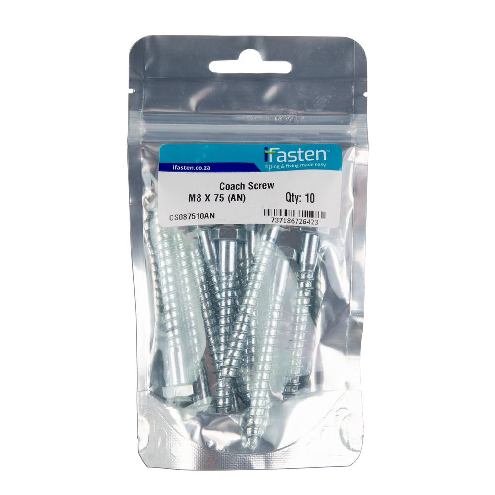 IFASTEN Coach Screw M8x75mm 10 Pp