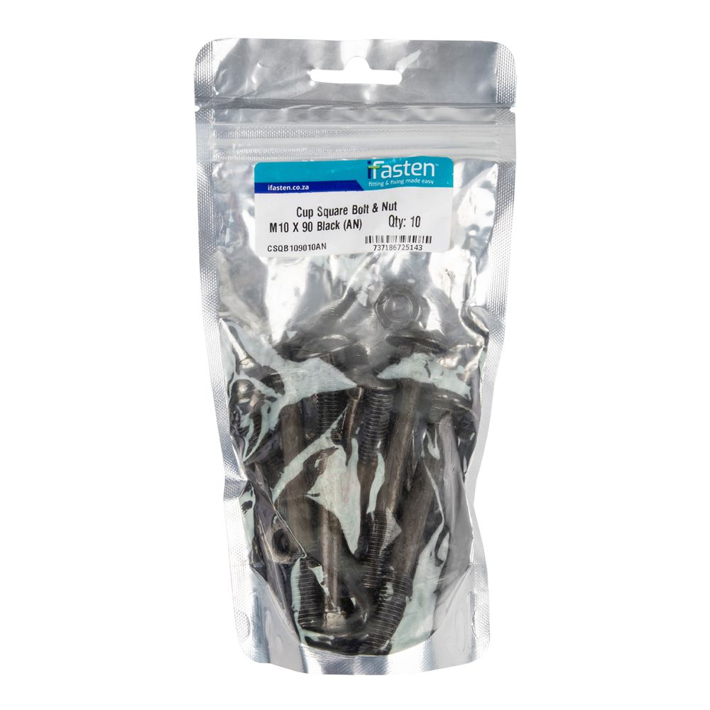 IFASTEN CUP BOLT AND NUT SQUARE M10X90MM 10 PP