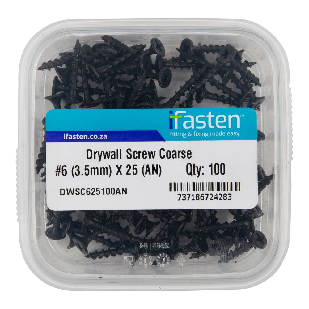 IFASTEN DRYWALL SCREW COARSE NO6 3.5MMX25MM 100 PT