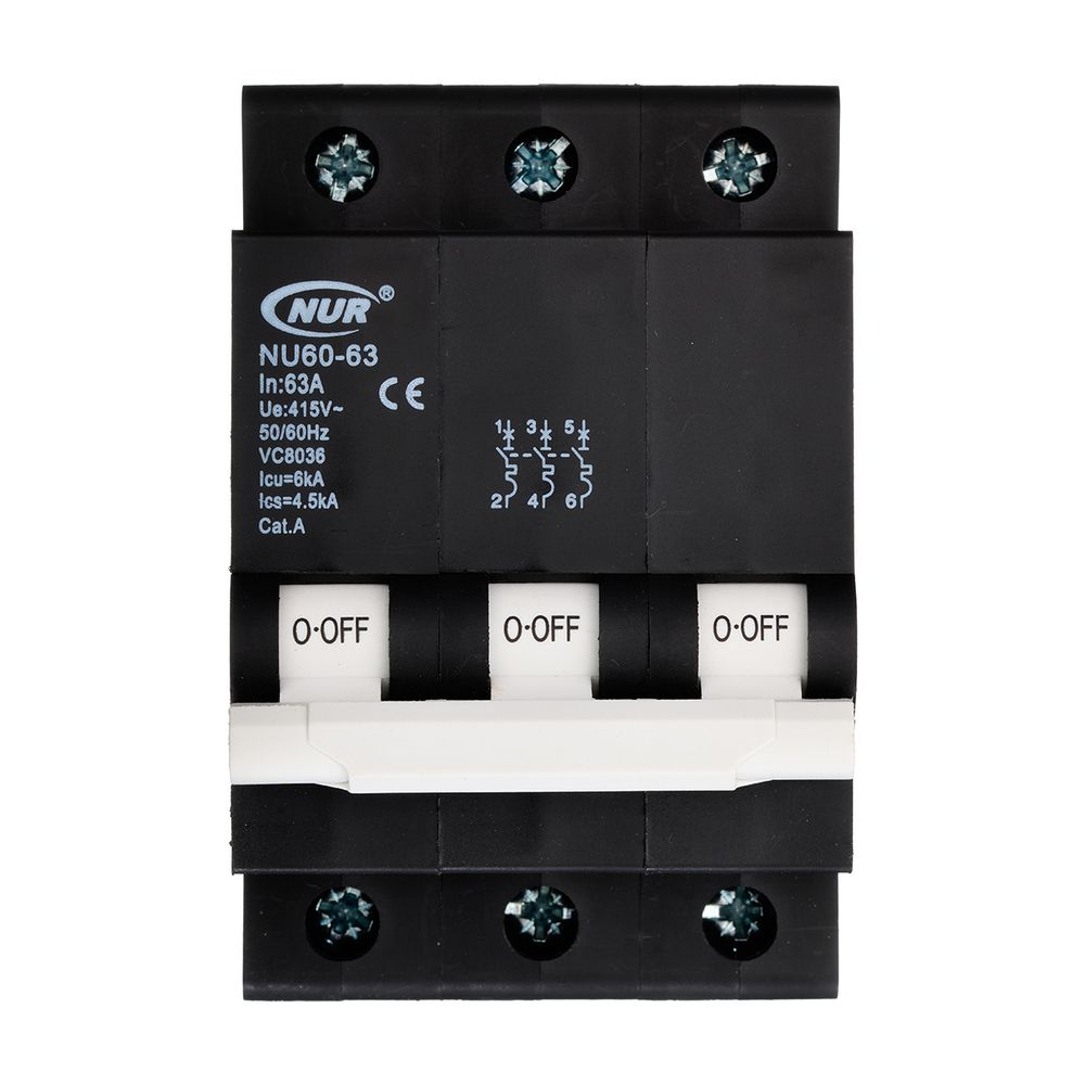 CIRCUIT BREAKER MINI RAIL 63A TP 6KA