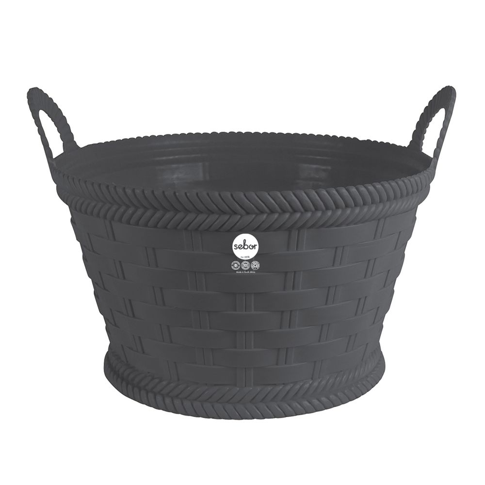 SEBOR Trug Woven Basket 44cm Charcoal