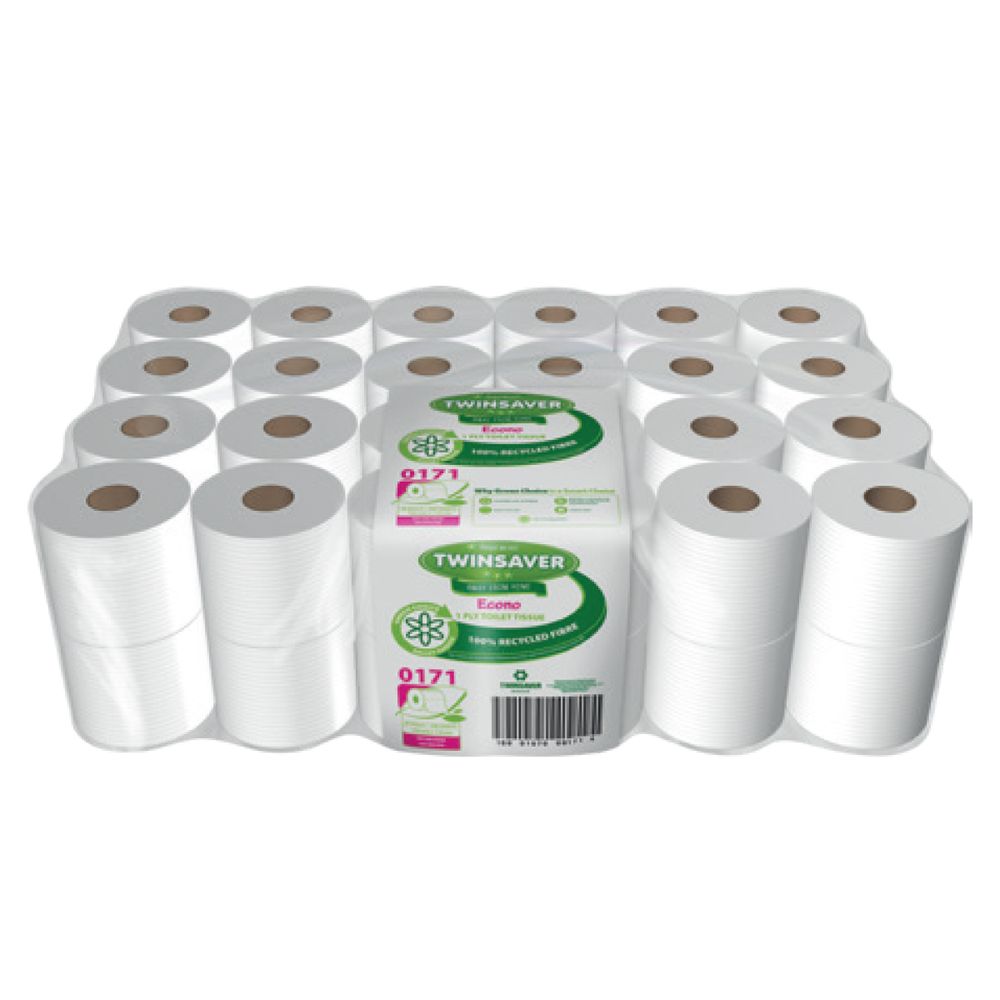 TWINSAVER Toilet Paper 1ply Recy Econo 48pc 0171