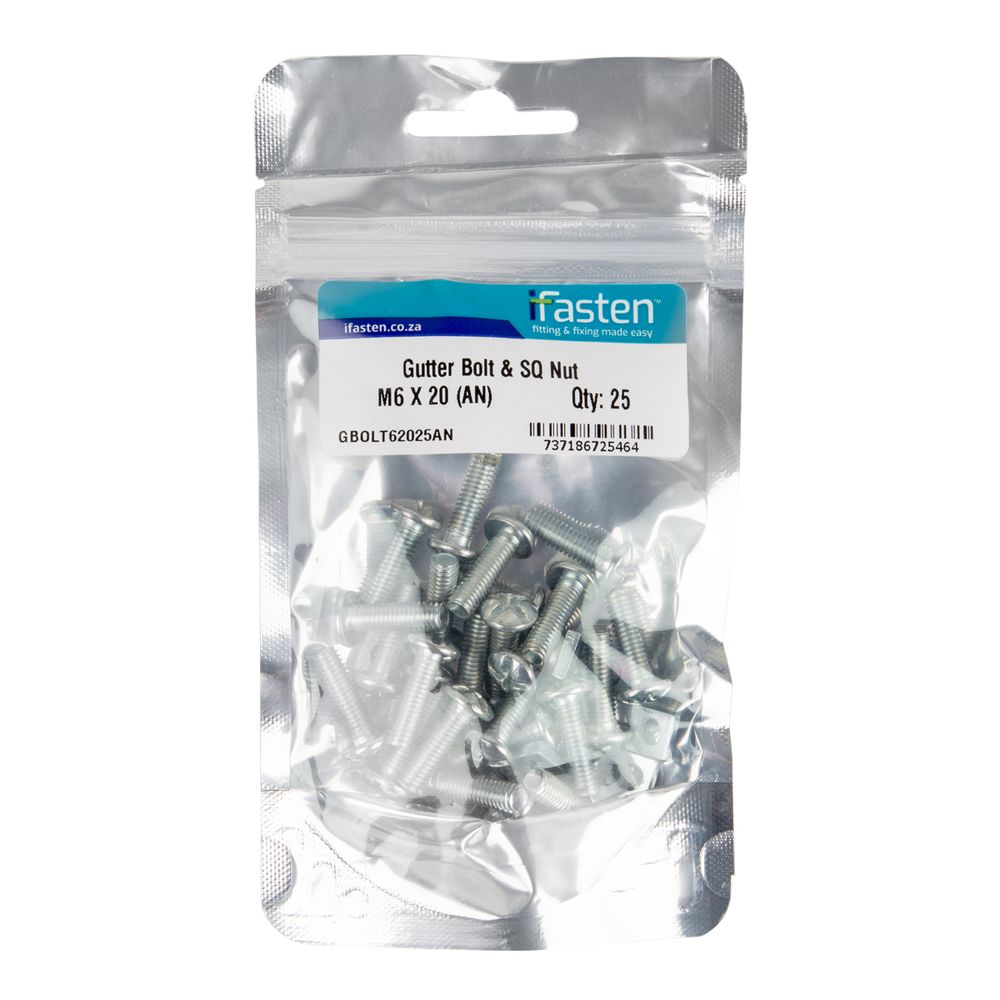 IFASTEN Bolt And Nut Gutter M6x20mm 25 Pp