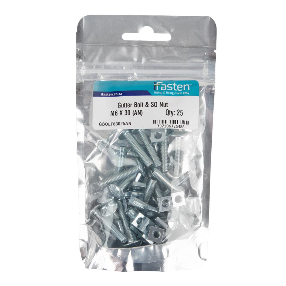 IFASTEN Bolt And Nut Gutter M6x30mm 25 Pp
