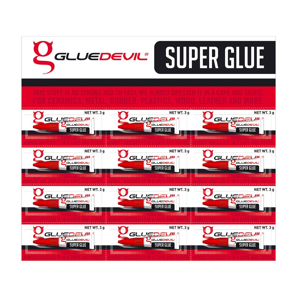 GLUEDEVIL SUPER GLUE 12 PER DISPLAY CARD 3GR