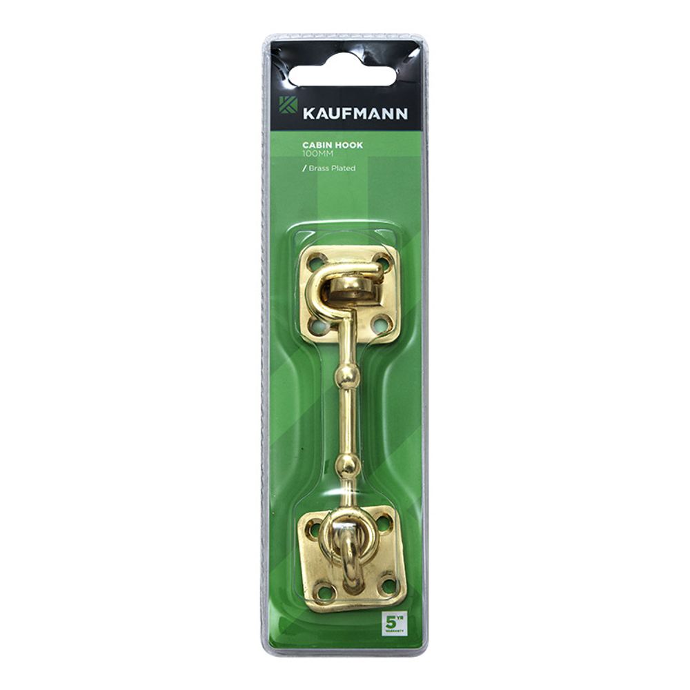 Kaufmann Cabin Hook 100mm Brass Plated -zamac