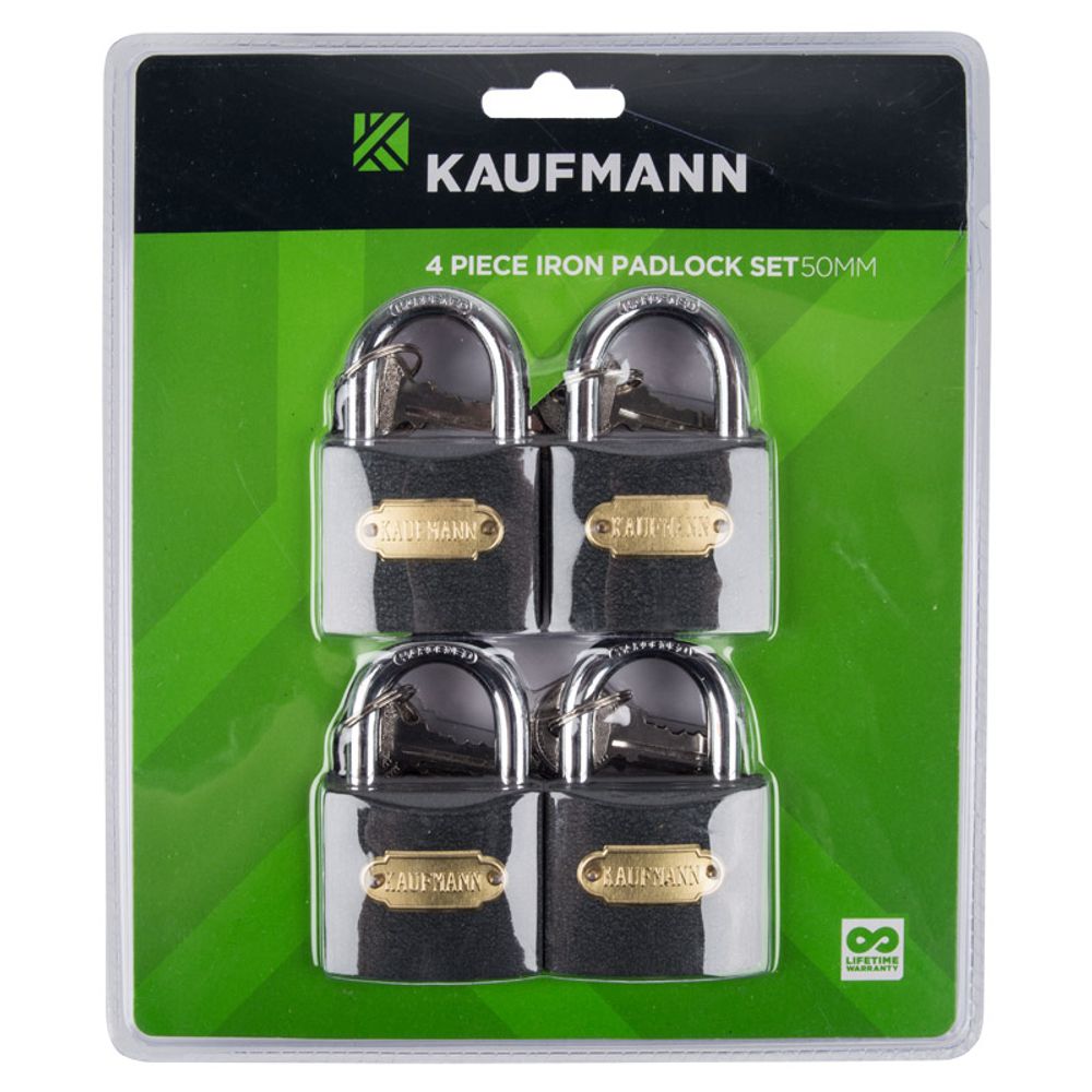 Kaufmann Padlock Steel Set 4 Pc 50mm