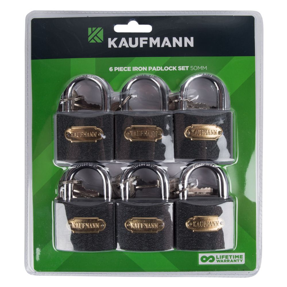Kaufmann Padlock Steel Set 6 Pc 50mm