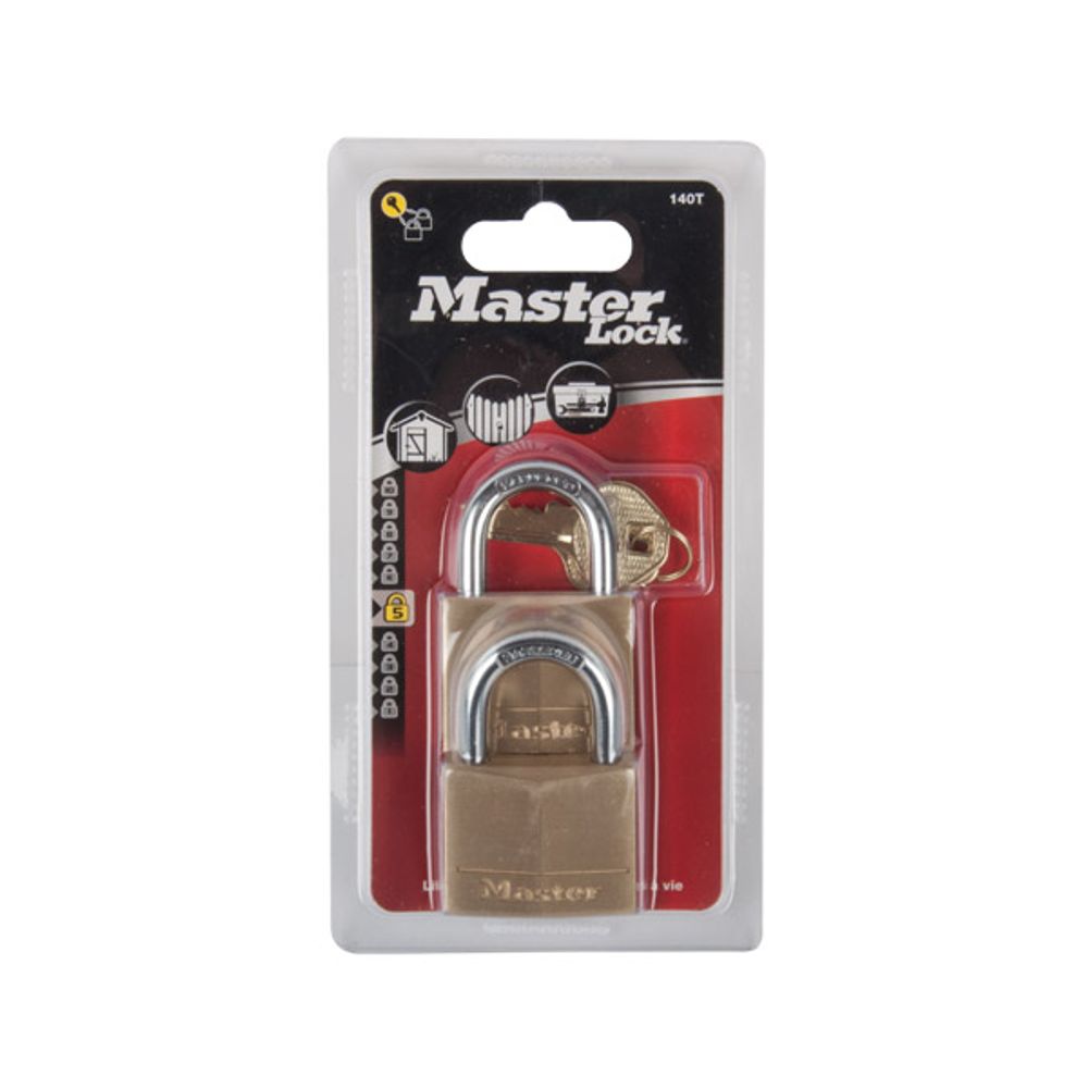 MACKIE Master Pad Lock Brass 2pk 50mm Keyd Alike