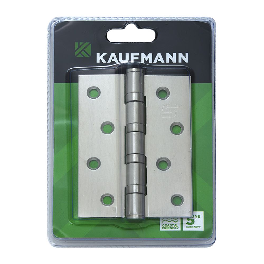Kaufmann Butt Hinge 100mm Ball Bearing S/s (pair)