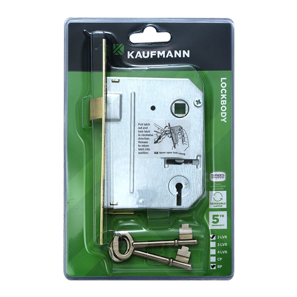 Kaufmann Lockbody 2 Lever Sabs Brass Plated