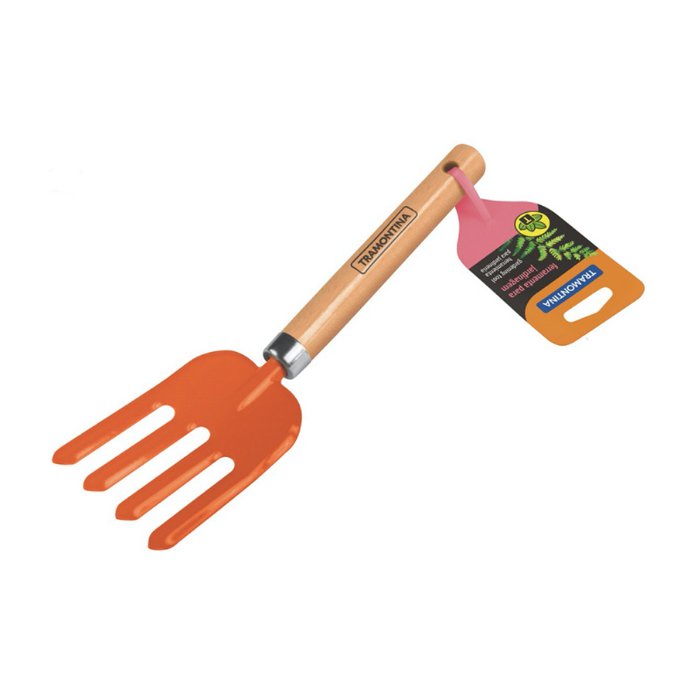 TRAMONTINA ORANGE 4 TOOTH HAND GARDEN FORK W/HANDL