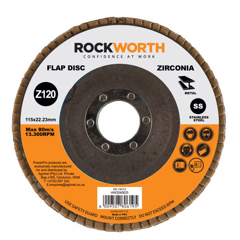 ROCKWORTH Flap Disc 115mm Zirconia Oxide P120