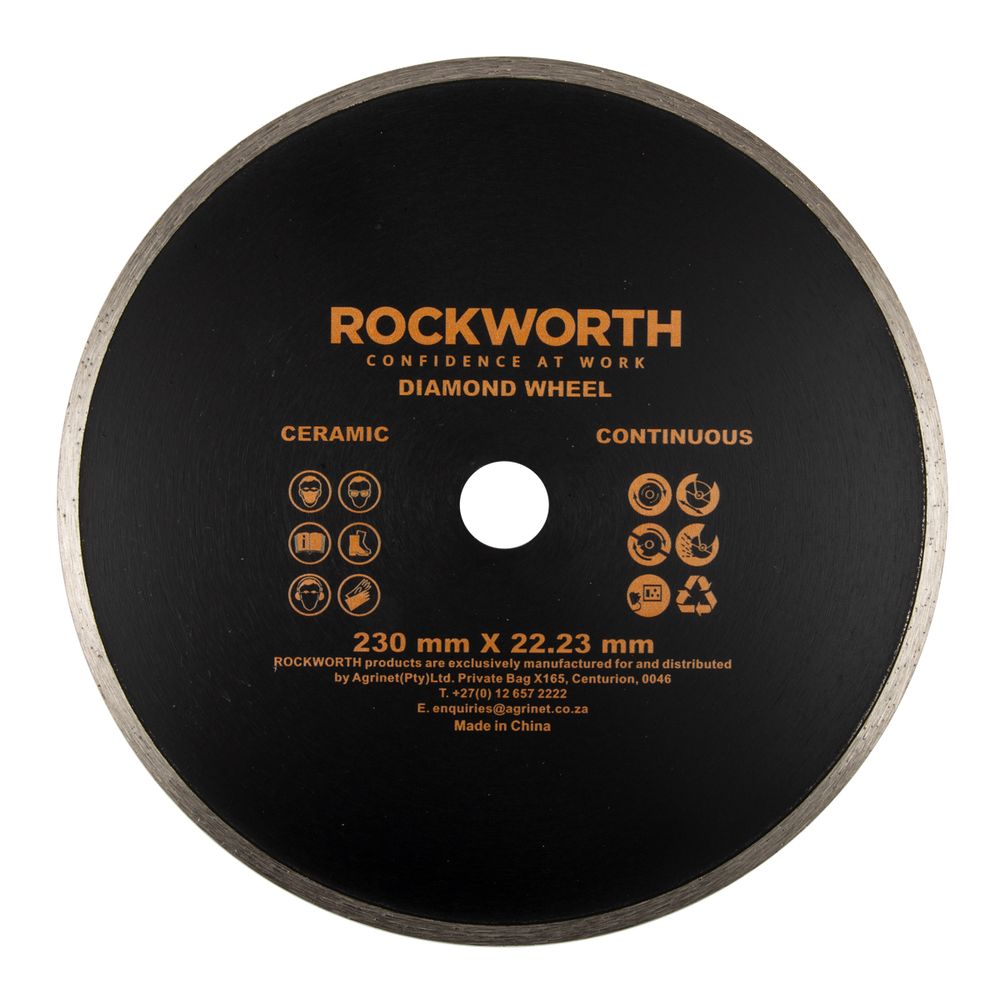ROCKWORTH DIAMOND WHEEL 230MM CONTINUOUS RIM