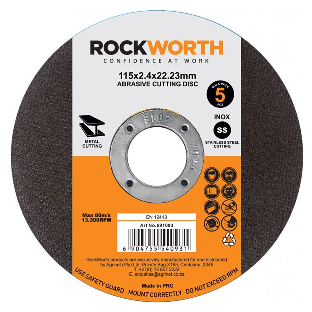 ROCKWORTH Cutting Disc Steel 115x3.0mm 5pack
