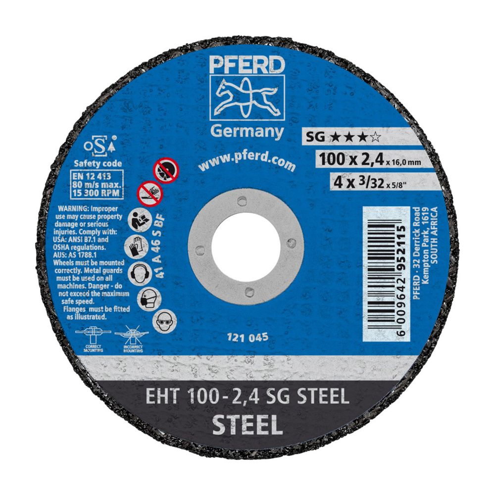 PFERD Cutting Disc Steel Flat 100mm X2.4mm Sg 16 B