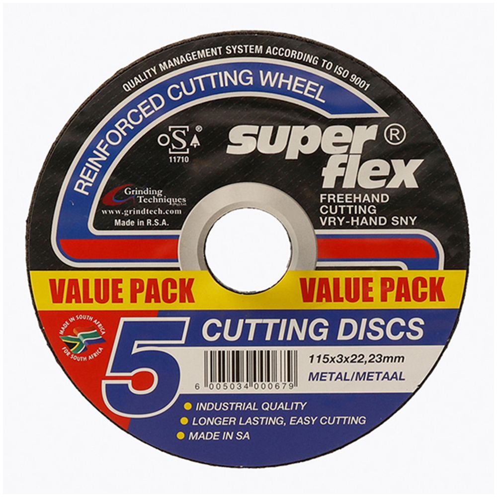 SUPERFLEX CUTTING DISC FLAT STEEL 115X3MM 5PACK