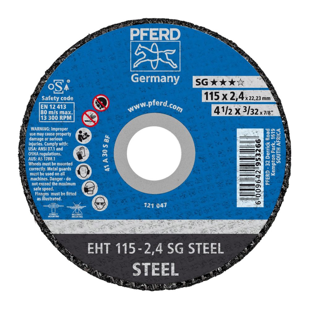 PFERD Cutting Disc Flat Steel 115mm X2.4mm Sg