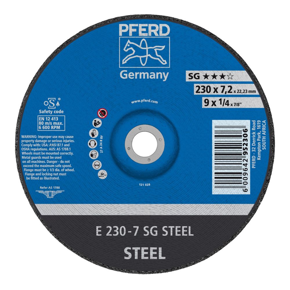 PFERD Grinding Whl Steel Dome 230mm X7.2mm Sg