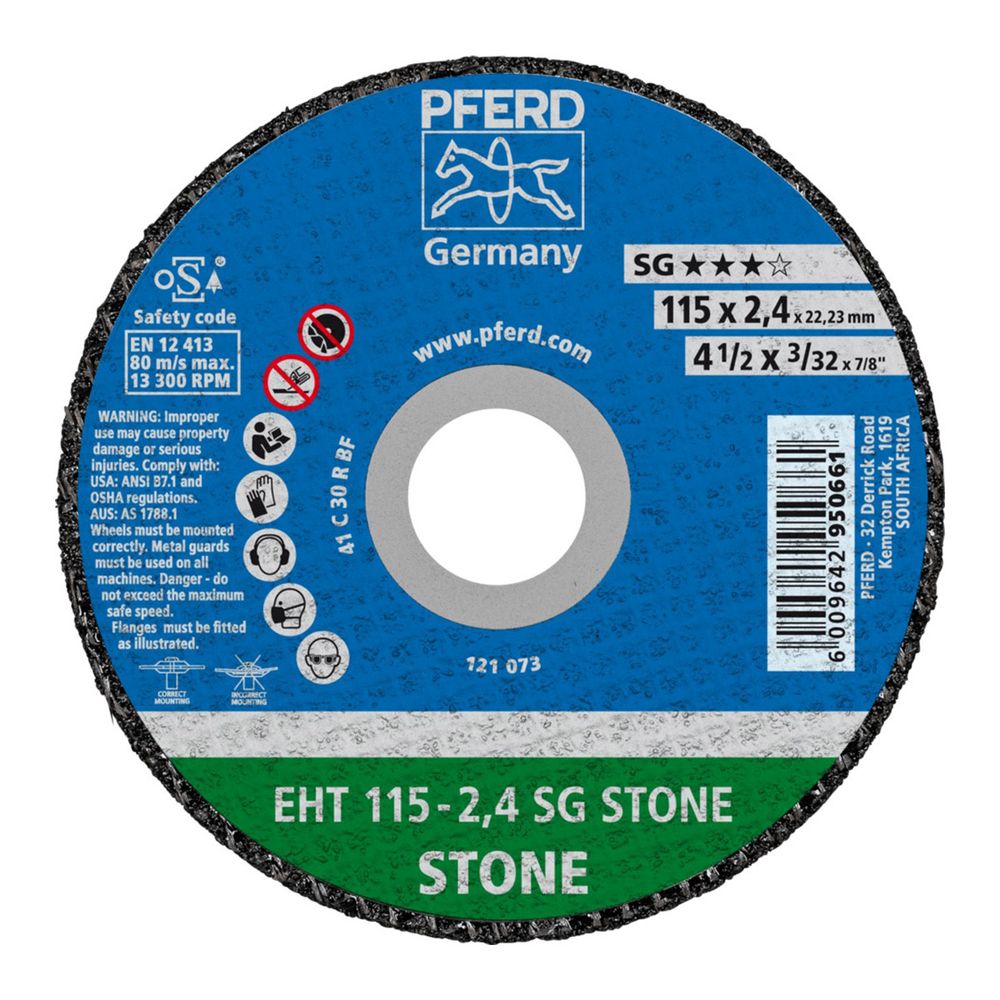PFERD Cutting Disc Stone Flat 115mm X2.4mm Sg