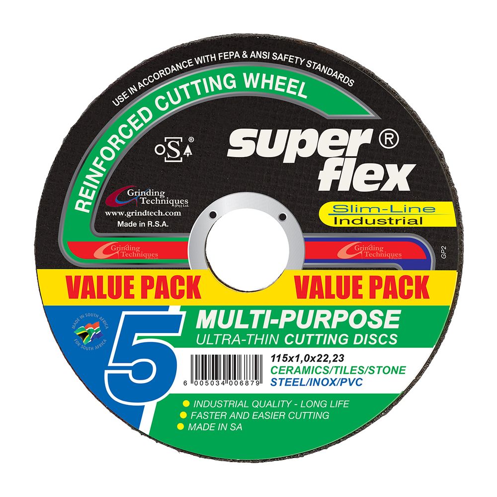SUPERFLEX Cutting Disc Multi Purpose 115x1.0mm 5pk