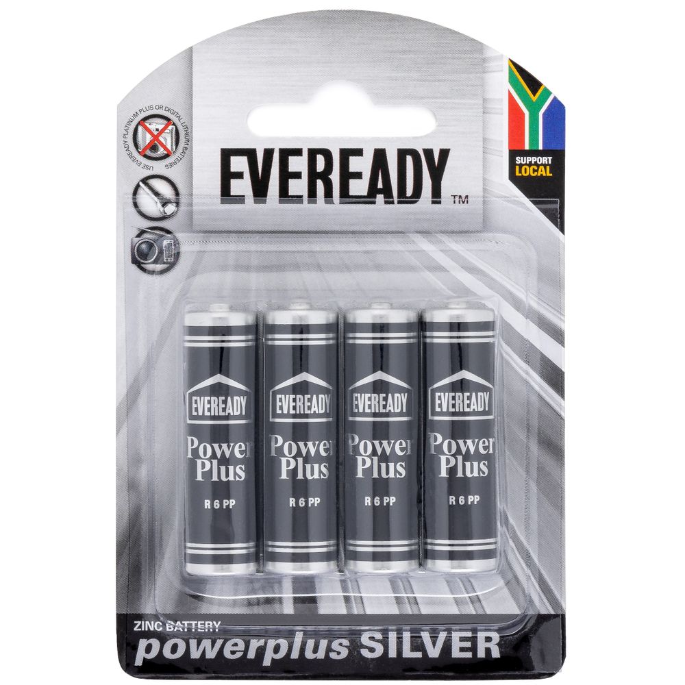 EVEREADY Battery Powerplus Silver Zinc Aa 4 Pack