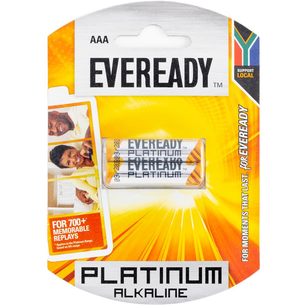 EVEREADY Battery Platinum Alkaline Aaa 2 Pack