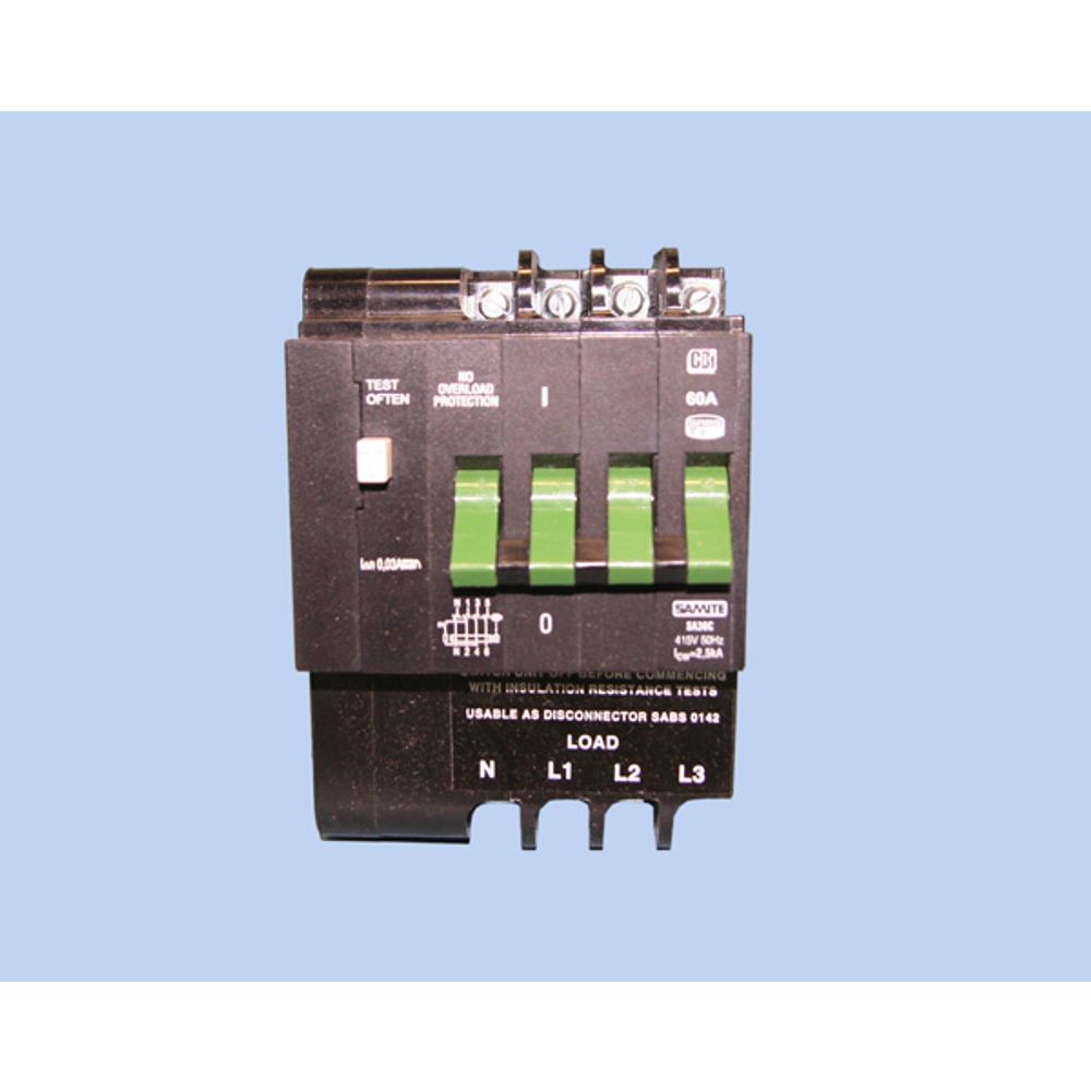 CBI Earth Leakage 3.0ka 3 Phs Sam 63a 230v
