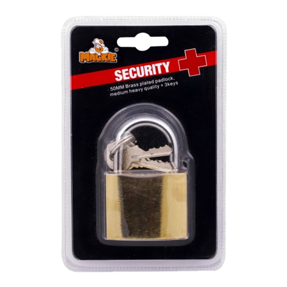 MACKIE PADLOCK SEC PLUS B/PLATED 50MM