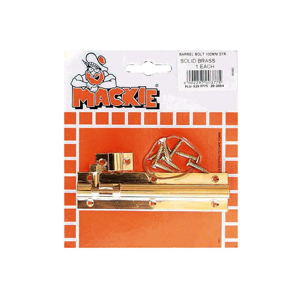 MACKIE Barrel Bolt Brass Straight 100mm