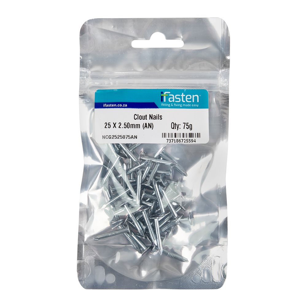IFASTEN Nail Clout 25mmx2.50mm 75g Pp