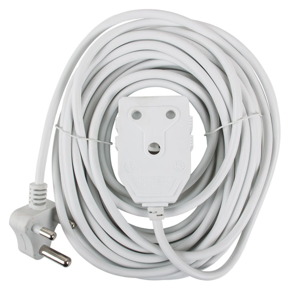NEXUS Extension Cord White Dbl 10m 1.0mm 10a