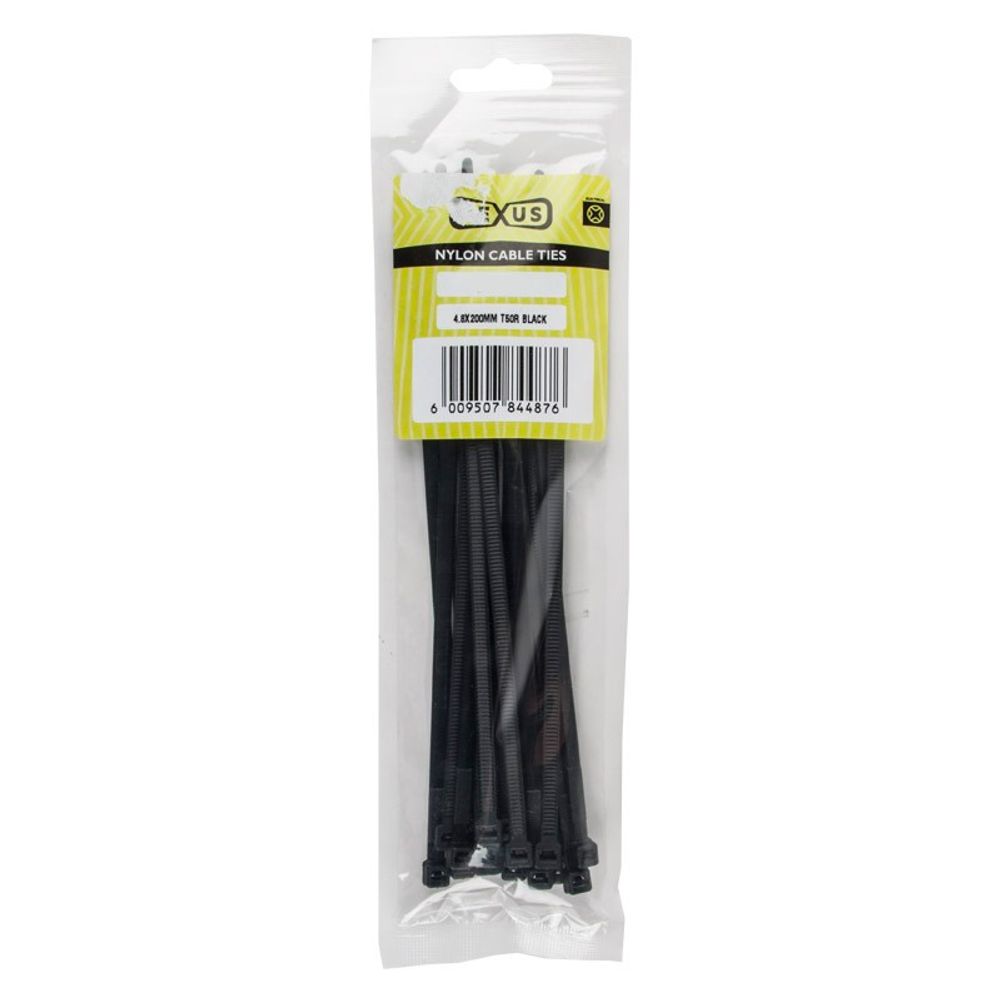 NEXUS Cable Ties T30r 3.6mmx150mm Black 100 Pack