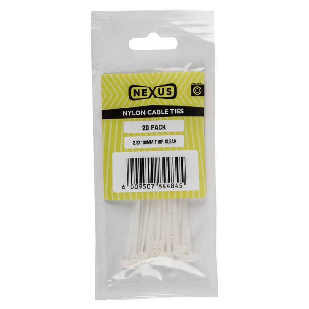 NEXUS CABLE TIES T30R 3.6MMX150MM WHITE 100 PACK
