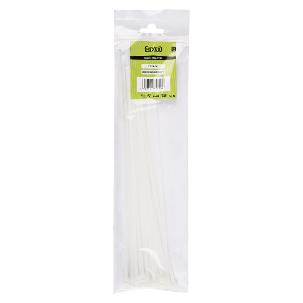 NEXUS Cable Ties T501 4.8mmx300mm White 20 Pack