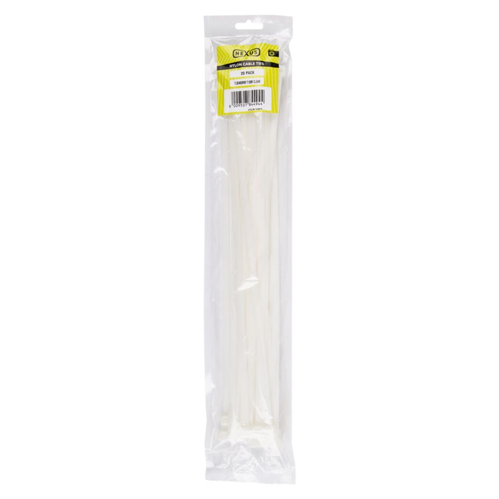 NEXUS Cable Ties 7.6x400mm T120r 20pk White