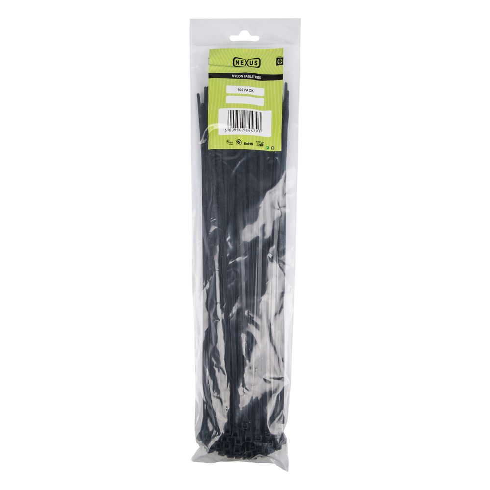 NEXUS Cable Ties T120r 7.6mmx400mm Black 100 Pack