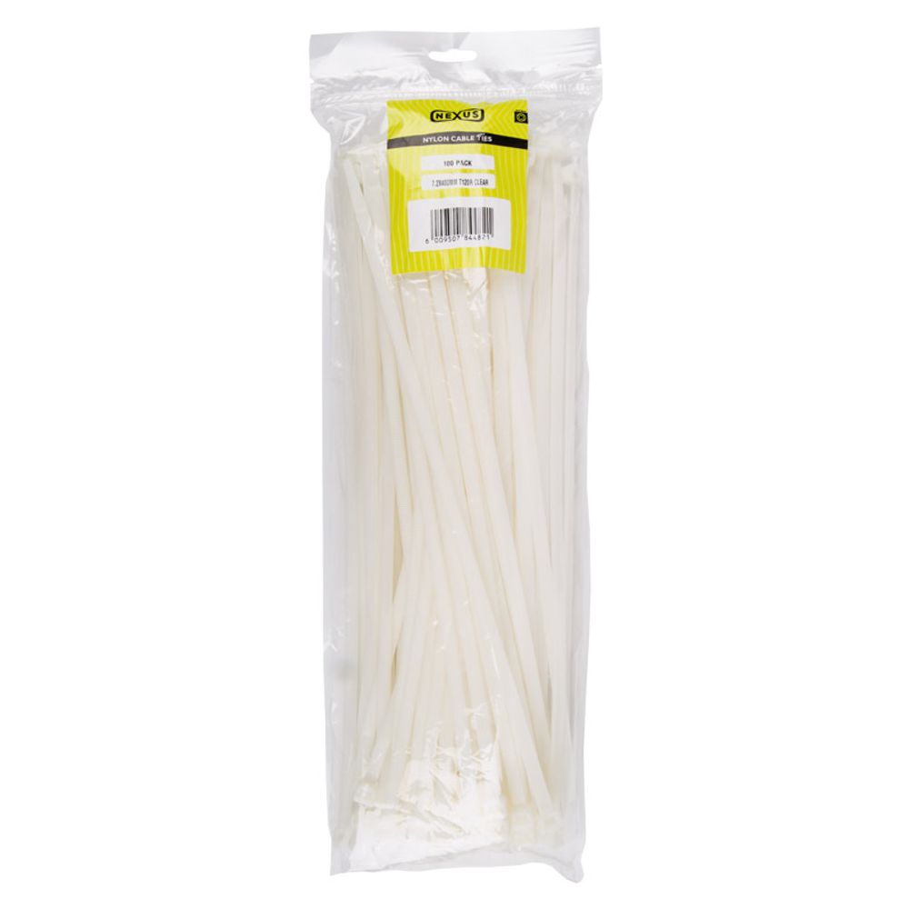 NEXUS Cable Ties T120r 7.6mmx400mm White 100 Pack