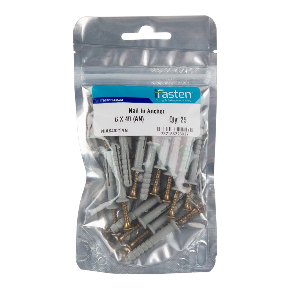 IFASTEN Nail In Anchor 6mmx40mm 25 Pp