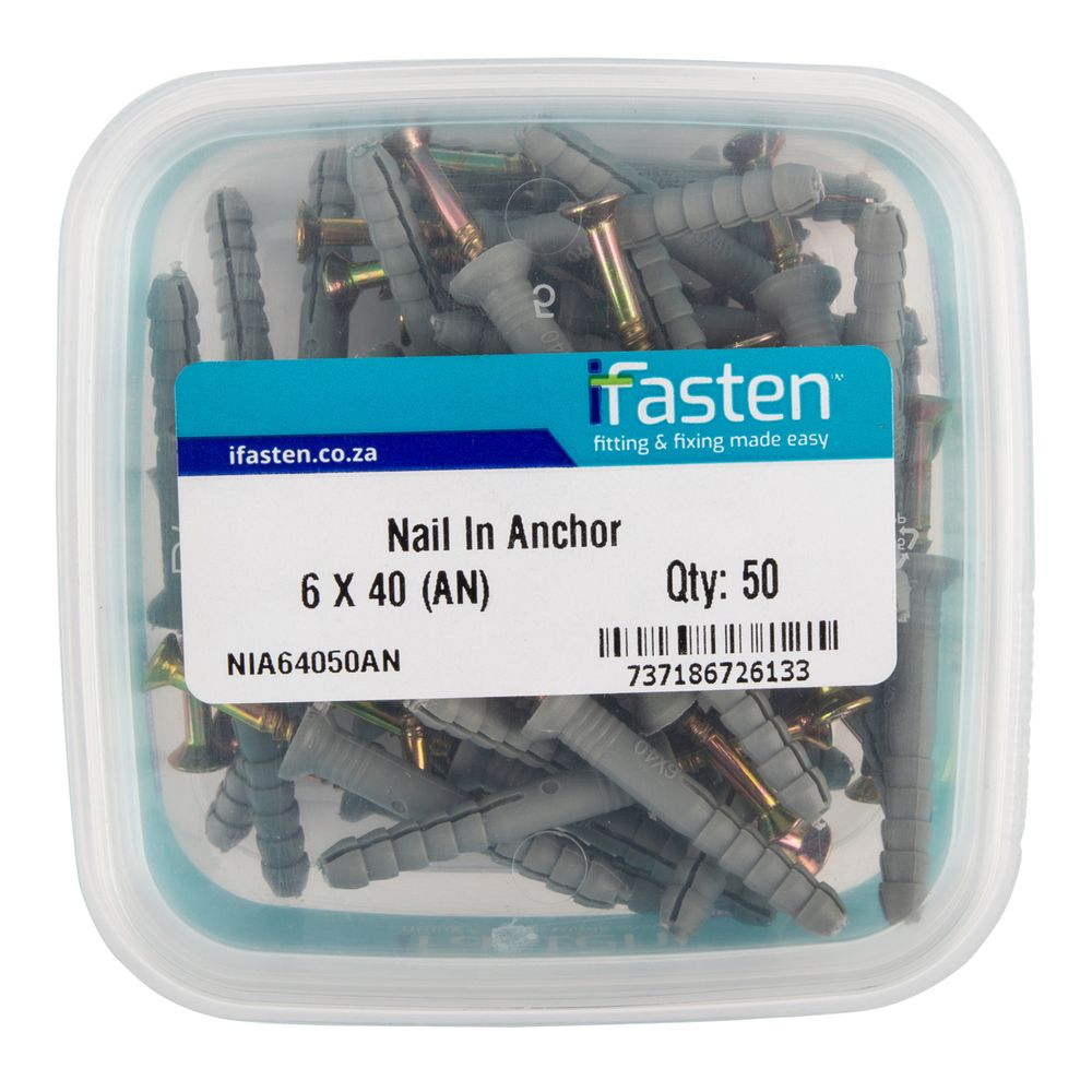 IFASTEN Nail In Anchor 6mmx40mm 50 Pt
