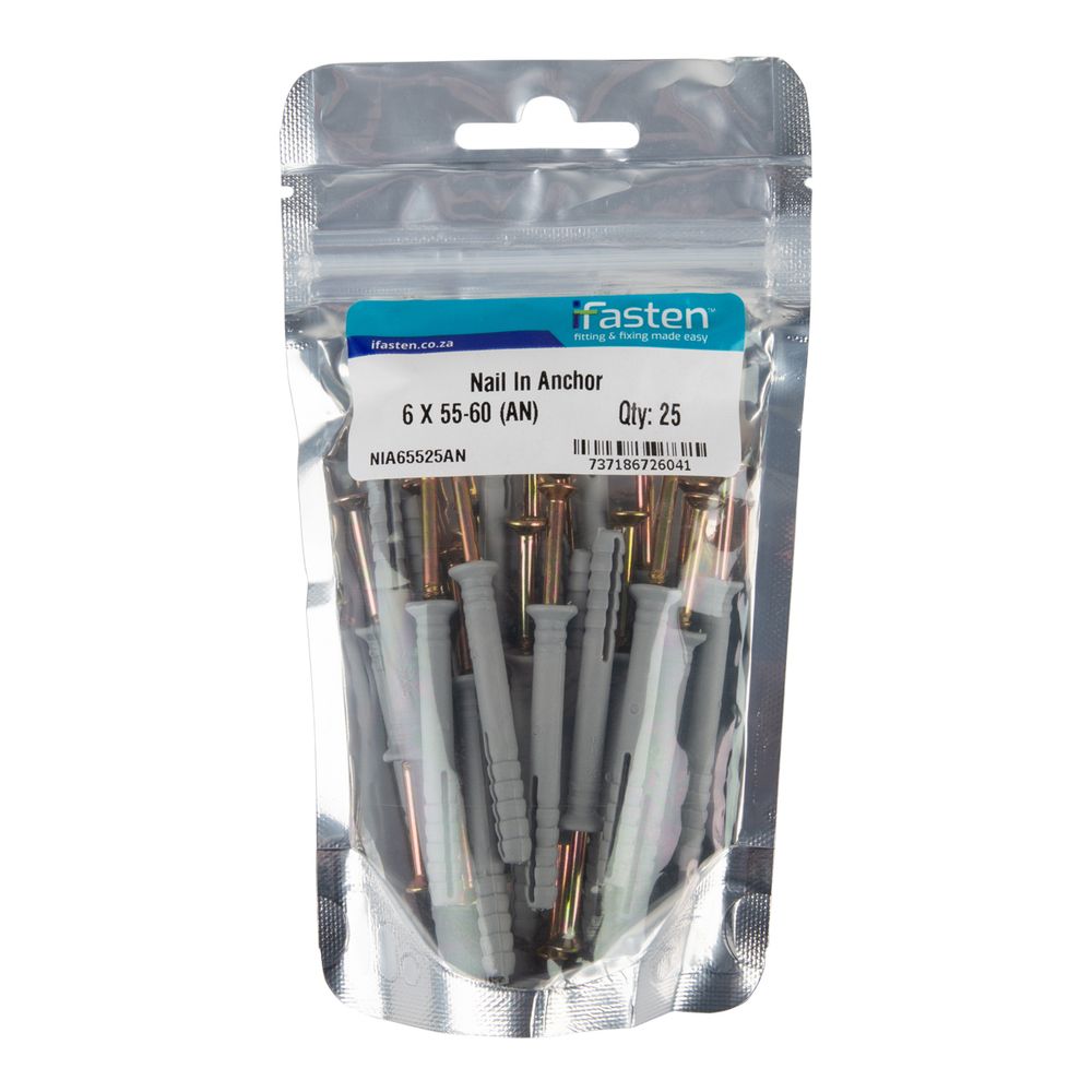 IFASTEN Nail In Anchor 6mmx55mm 25 Pp