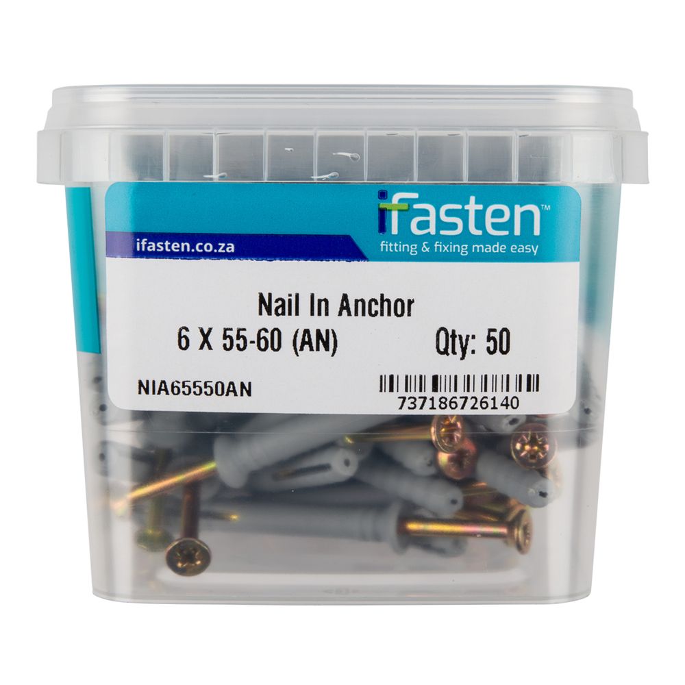 IFASTEN Nail In Anchor 6mmx55mm 50 Pt